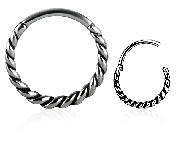 SS316L HINGED CONCH RING (THICK TWISTED ROPE DESIGN) 16GA