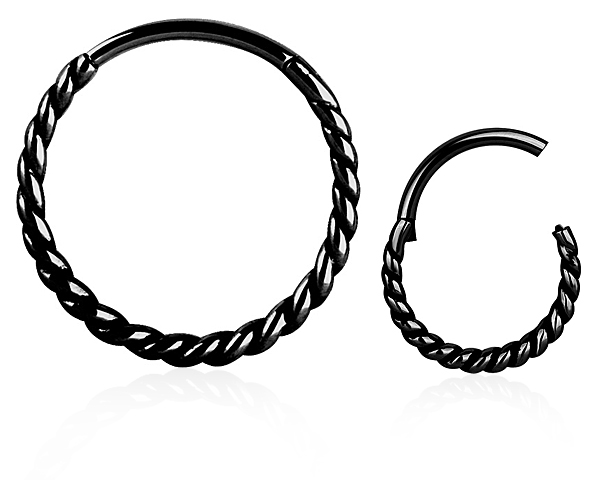 BLACK PVD SS316L HINGED CONCH RING (THICK TWISTED ROPE DESIGN) 1