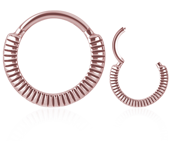 SS316L ROSEGOLD PVD CLICKER WITH 3D FEATHER TEXTURE