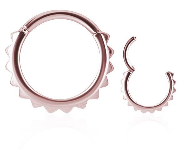 SS316L ROSEGOLD PVD CONCH CLICKERS WITH PYRAMID TEXTURE