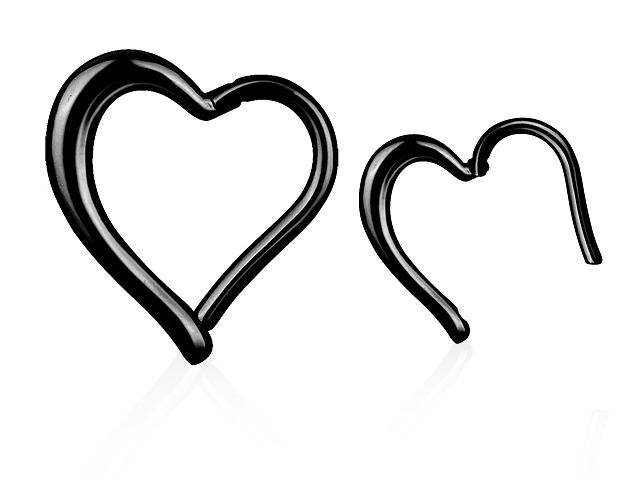 BLACK PVD SS316L HINGED SEGMENT RING HEART SHAPE