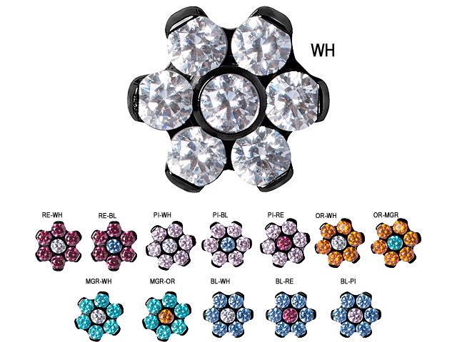 BK PVD TIT. FLOWER ATT. WITH SWAROVSKI® ZIRCONIA (FOR 1.6 INTERN