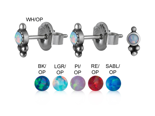 SS316L EARSTUDS WITH SYNTHETIC OPAL INLAY
