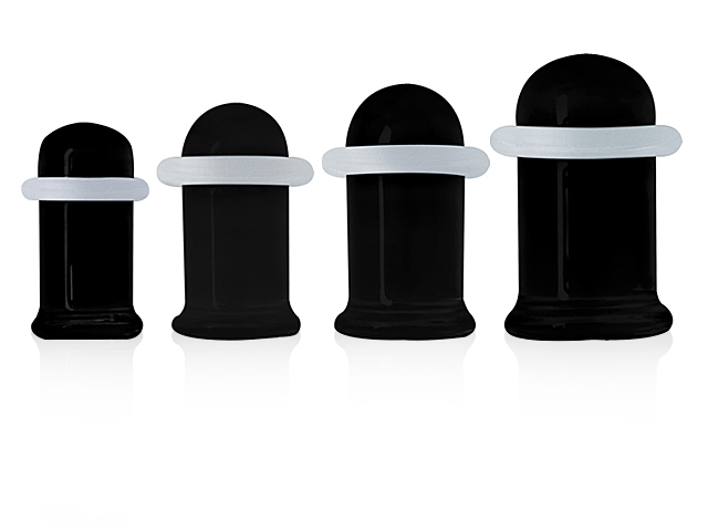 BLACK PYREX STRETCHER PLUGS (6.5-8.0MM)