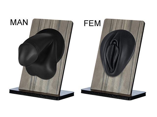 SILICONE BODY PARTS  DISPLAY ON VENEER WOOD STAND