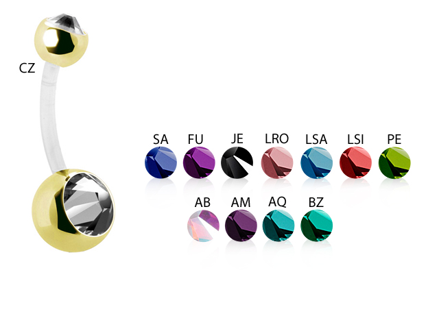 BIOPLAST® DOUBLE JEWELLED GOLD PVD STEEL BANANA