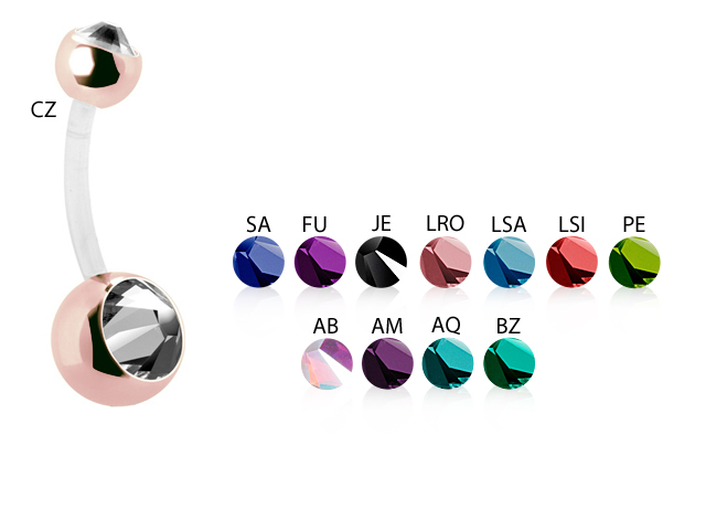 BIOPLAST® DOUBLE JEWELLED ROSEGOLD PVD STEEL BANANA