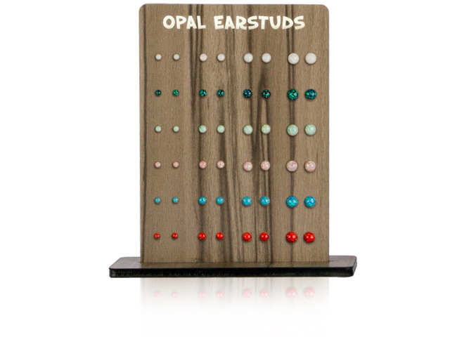 SYNTHETIC OPAL BALL EAR STUDS (24 PAIRS ON FREE DISPLAY)