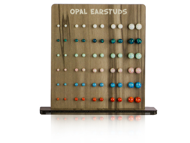 SYNTHETIC OPAL BALL EAR STUDS (30 PAIRS ON FREE DISPLAY)