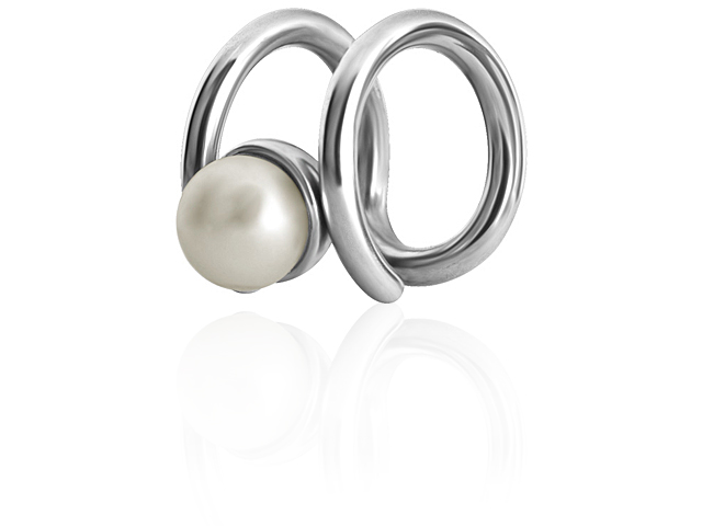 SS316L DOUBLE  RING FAKE CARTILAGE WITH PEARL