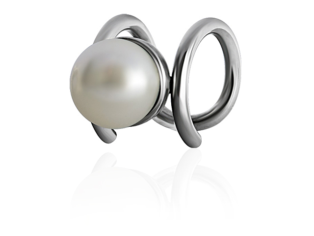 SS316L DOUBLE  RING FAKE CARTILAGE WITH PEARL