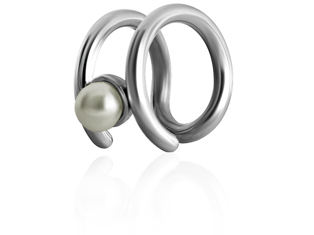 SS316L DOUBLE  RING FAKE CARTILAGE WITH PEARL