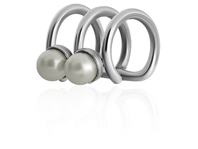 SS316L TRIPPLE RINGS FAKE CARTILAGE WITH PEARL