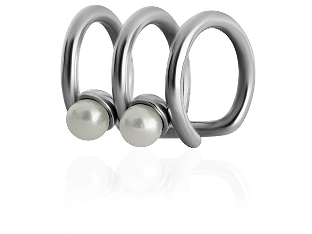 SS316L TRIPPLE RINGS FAKE CARTILAGE WITH PEARL