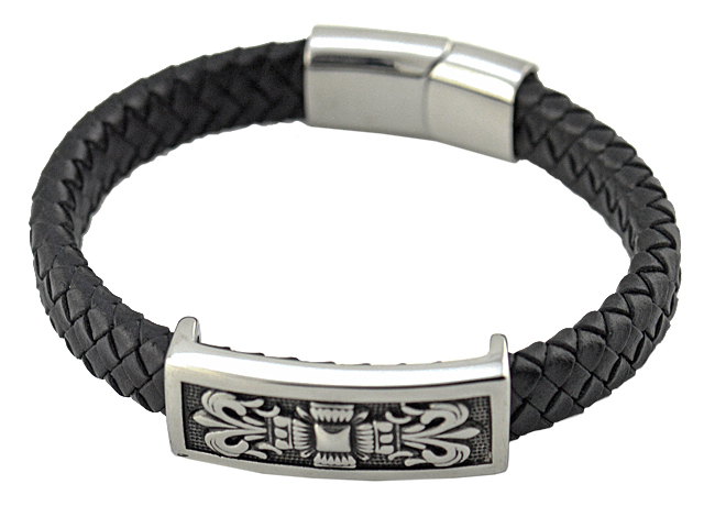 Lederarmband "Lilie" mit Edelstahl