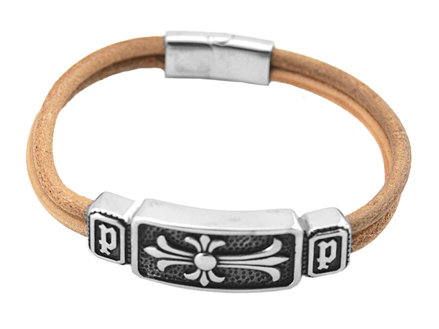 Lederarmband mit Edelstahlkreuz