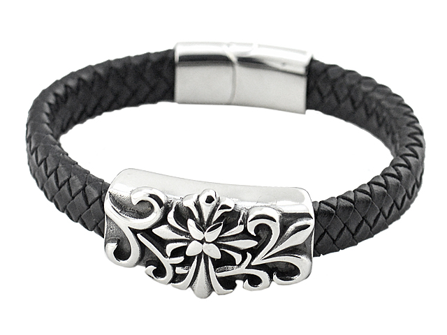 Lederarmband mit Edelstahl Kreuz