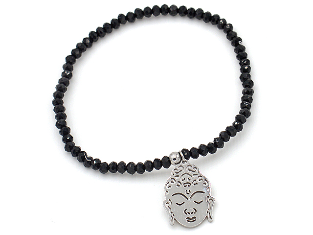 Glassteinarmband "Buddha" mit Edelstahl