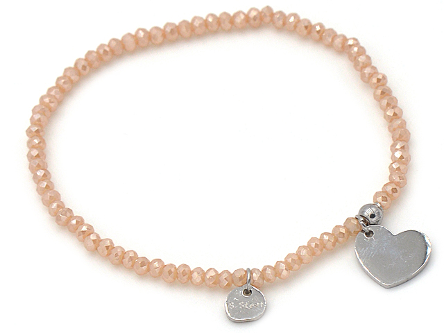 Glassteinarmband "Herz" mit Edelstahl