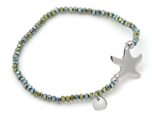 Glassteinarmband mit Edelstahl