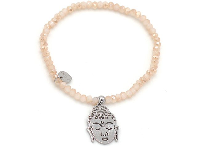 Glassteinarmband "Buddha" mit Edelstahl