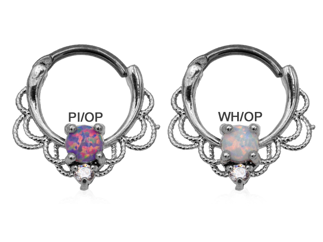 316L SEPTUM CLICKER ROPEDESIGN WITH TITANIUM OPAL AND ZIRCONIA