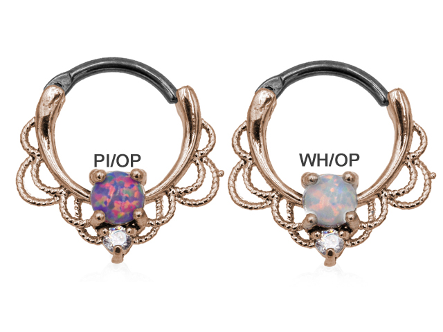316L SEPTUM CLICKER ROPEDESIGN WITH TITANIUM OPAL ROSEGOLD