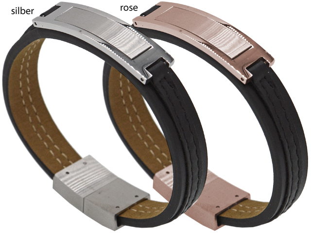 Lederarmband "Rick" mit Edelstahl