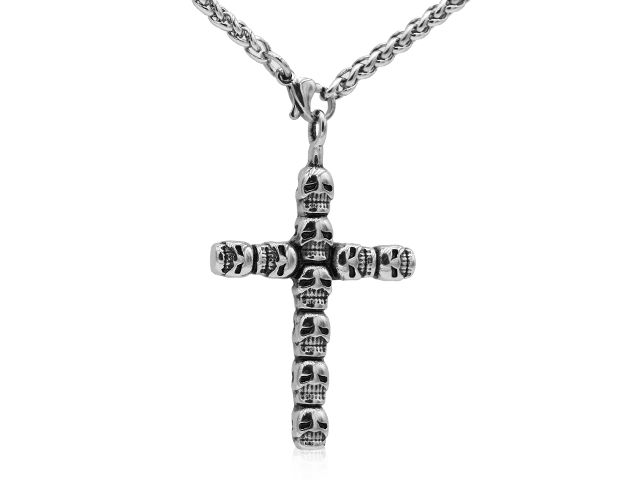 Edelstahlanhänger "Multi Skull Cross"
