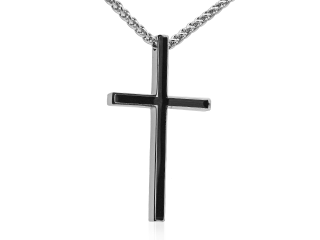 Edelstahlanhänger "Kreuz black"