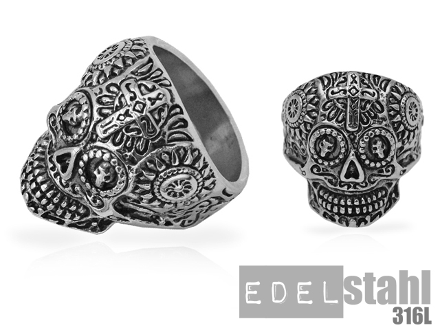 Edelstahlring "Mexican Skull"