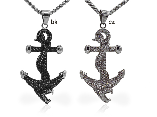 Edelstahlanhänger "Anker Snake" jewelled