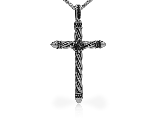 Edelstahlanhänger "Kreuz mit Lilie"