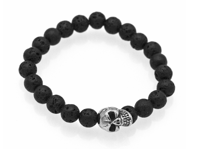 Armband "Skull" mit Lavasteinen
