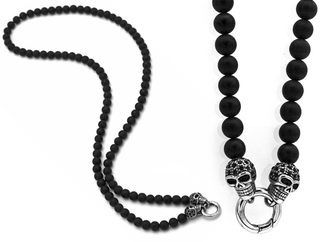 Edelstahlkette mit Onyxballs "Mexican Skulls"