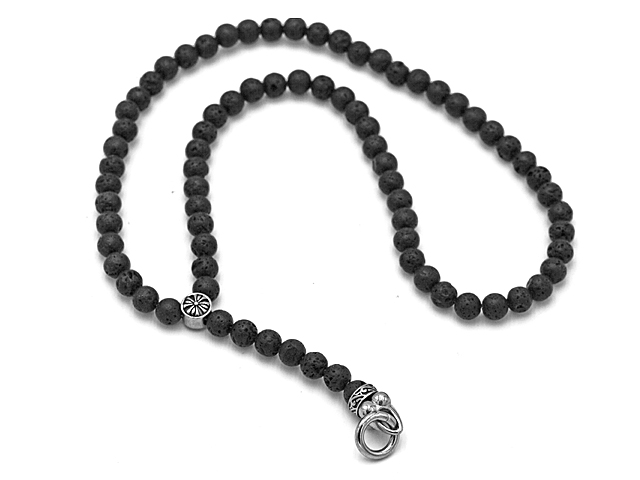 Lavaballkette "Kreuz" mit Edelstahlbeads