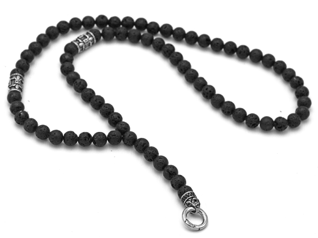 Lavaballkette mit Edelstahlbeads