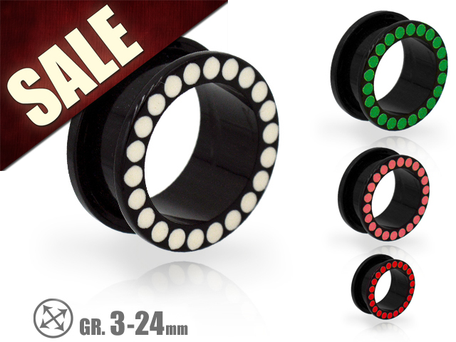 BLACK ACRYLIC FLESH TUNNELS WITH DOT (3-24MM)