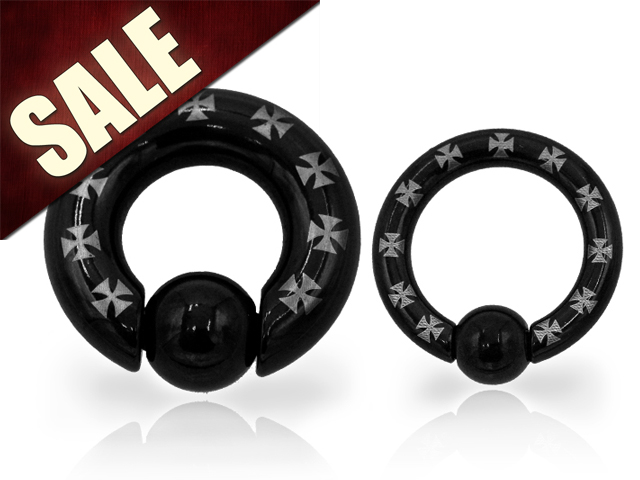 BIG BLACK BCR CLOSURE RING WITH IRON CROSS