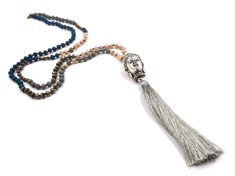 KETTE "BUDDHA" BLAU/GRAU