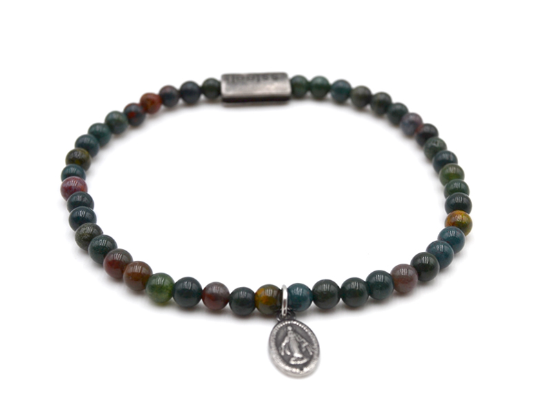 Blutstein Armband mit edelstahl Beads "Maria" (ca. 22cm)