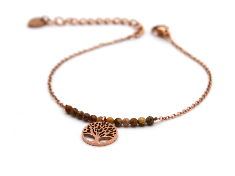 Armband "Tree of Life" mit Edelstahl in rosevergoldet (15+4,5cm)