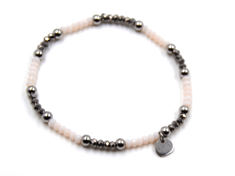 Glassteinarmband mit Edelstahl