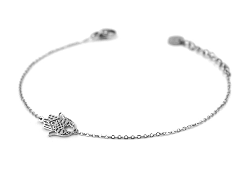 Edelstahlarmband mit Hand der Fatima (17cm+5cm)