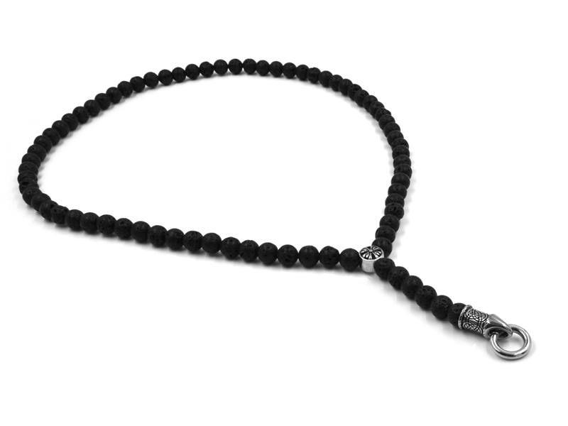 Lavakette mit Edelstahlbeads