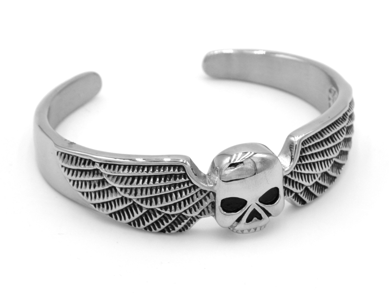 Edelstahlarmreif "Skull/Wings"