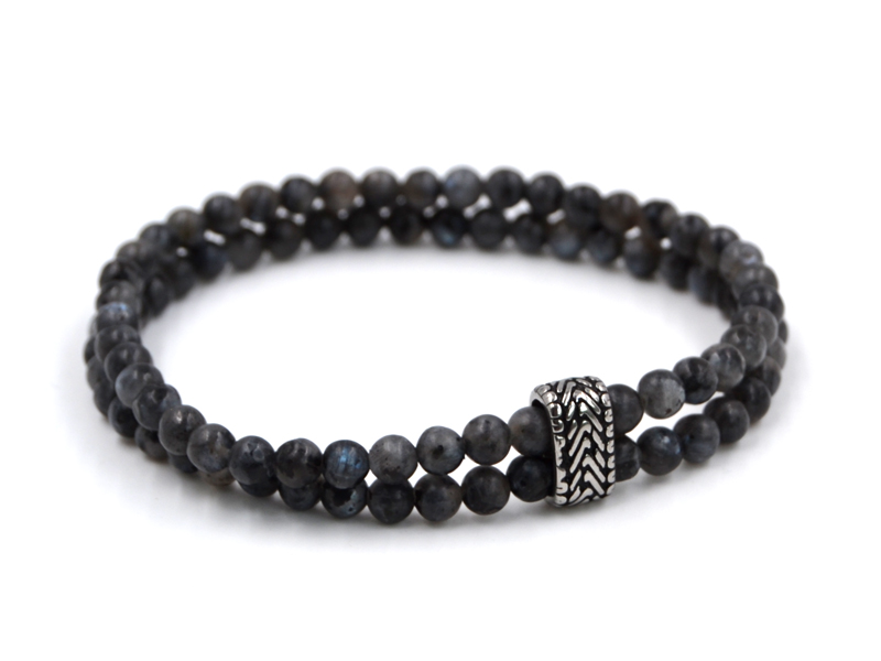 ECHTSTEINARMBAND MIT EDELSTAHLBEADS