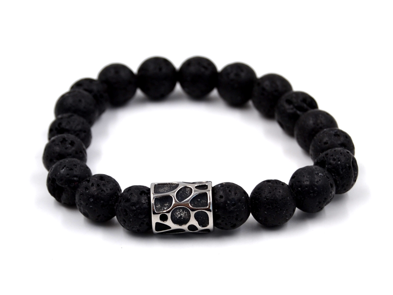 Lavarsteinarmband mit Edelstahl