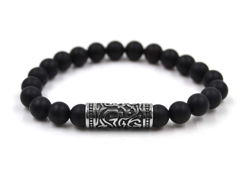 Armband Black Onyx mit Edelstahl