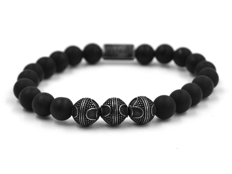 Onyxarmband mit Edelstahlbeads